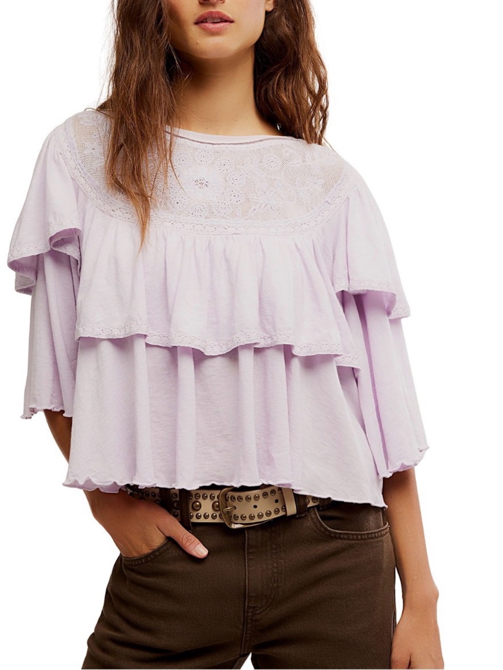 NWOT Free People Rose Party Tee - Small in Lavender - Picture 2 of 7